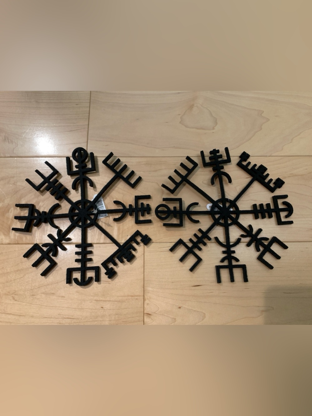 Icelandic Vegvisir Wayfinder Compass - Pair of Felt Ornaments